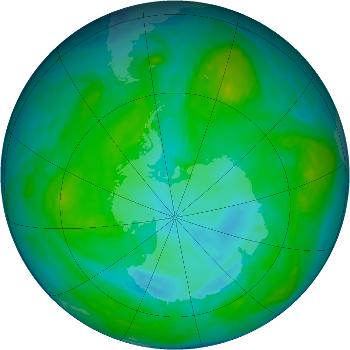Antarctic ozone map for 20 January 1987